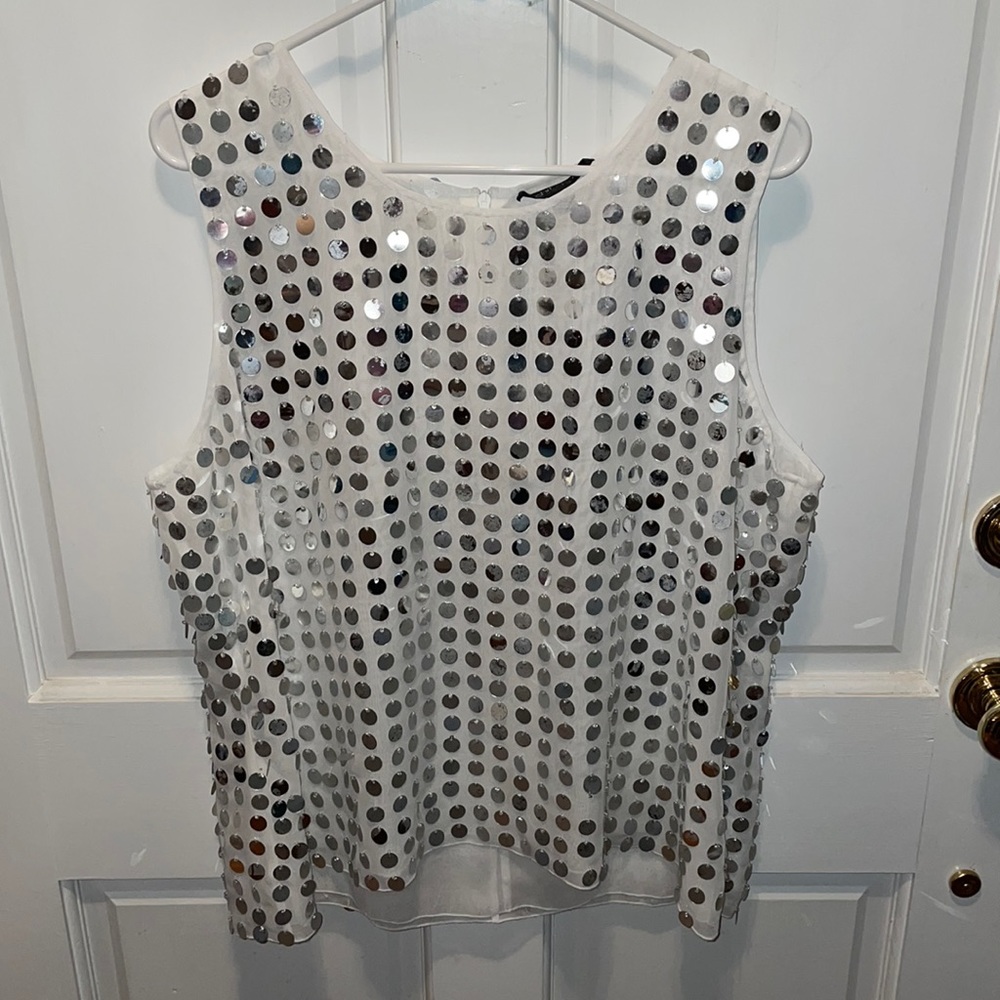 Tank w/shimmer discs embellishment